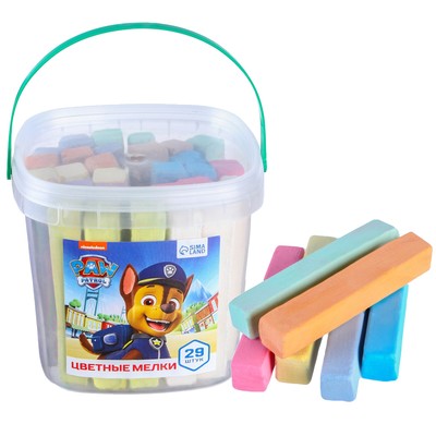 Мелки цветные, 10 цветов, 29 штук, «Щенячий патруль»