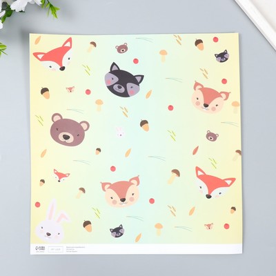 Бумага для скрапбукинга «Лесные звери», плотность 180 г, 30.5×32 см