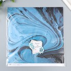 Бумага для скрапбукинга "Разводы голубой краски" плотность 180 гр 30,5х32 см - Фото 5