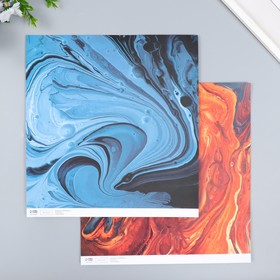 Бумага для скрапбукинга двусторонняя «Разводы краски», плотность 180 г, 30.5×32 см