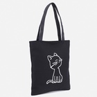 Сумка - шоппер, с подкладом, с принтом, 35×2×40 см, чёрная - Фото 2