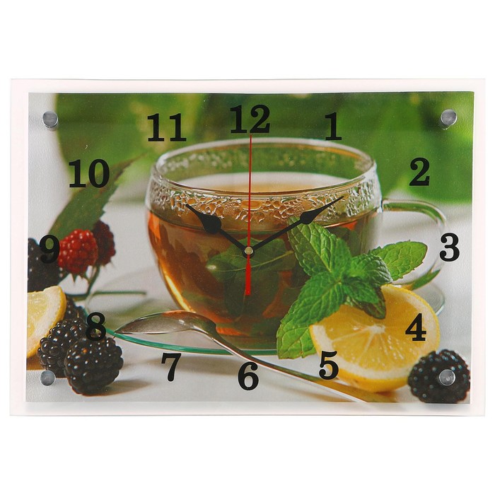 Часы-картина настенные, серия: Кухня, "Чай с лимоном и ежевикой", 25х35  см - Фото 1