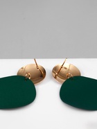 Серьги металл "Леди", цвет зелёный в золоте - фото 809174027