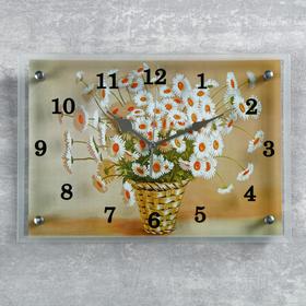 Часы настенные, серия: Цветы, "Корзина с ромашками", 25х35 см