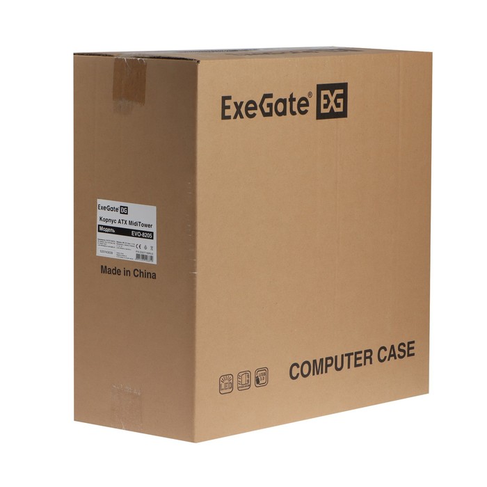 Корпус ExeGate Miditower EVO-8205, без БП,ATX,1хUSB2.0, 1хUSB3.0,чёрный с голубой подсветкой - фото 51310451