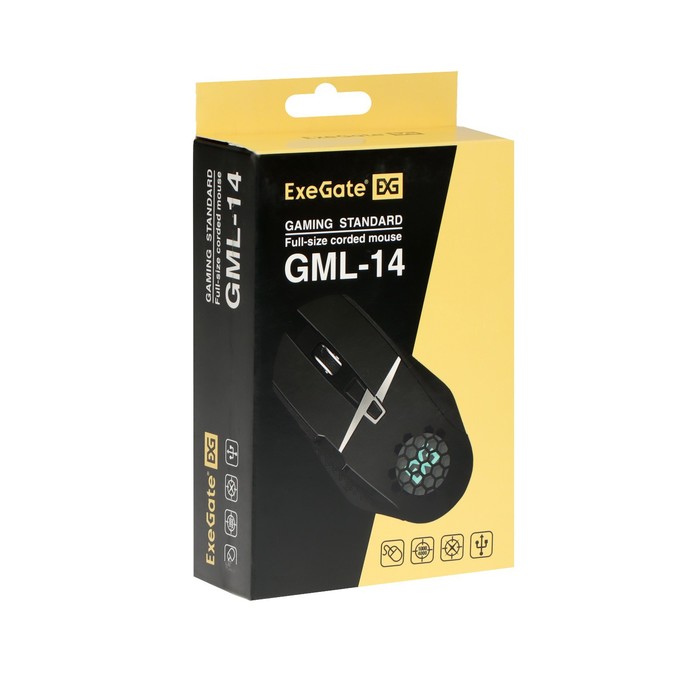 Мышь ExeGate Gaming Standard Laser GML-14, проводная, лазерная, 4000 dpi, USB, чёрная - фото 51310471