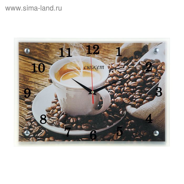 Часы настенные прямоугольные "Чашка кофе", 25х35 см - Фото 1