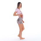 Комплект женский (футболка/шорты), цвет розовый/клетка размер 50 - фото 49198905