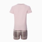 Комплект женский (футболка/шорты), цвет розовый/клетка размер 50 - фото 49198911