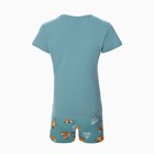 Комплект женский (футболка/шорты), цвет бирюзовый/лица, размер 48 - фото 41586327