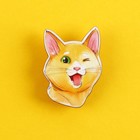 Значок-талисман деревянный «Рыжий кот», 2,6 х 3,5 см - фото 24479012