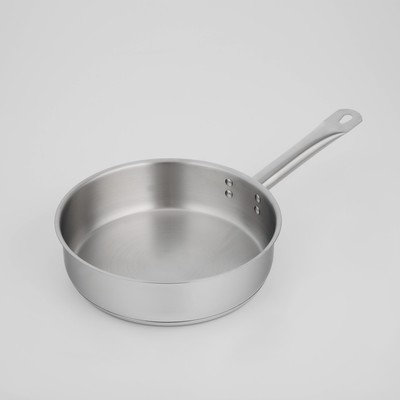 Сковорода «Общепит», d=24 см, h=6.5 см, корпус 0.6 мм, капсульное дно 3.5 мм, индукция, нержавеющая сталь, AISI - 201