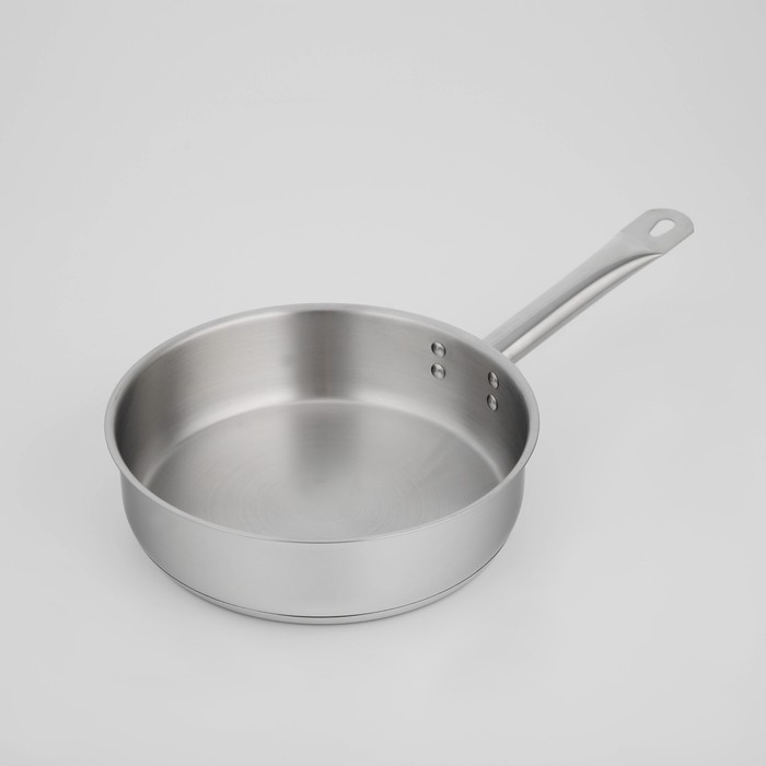 Сковорода «Общепит», d=24 см, h=6.5 см, корпус 0.6 мм, капсульное дно 3.5 мм, индукция, нержавеющая сталь, AISI - 201 - Фото 1