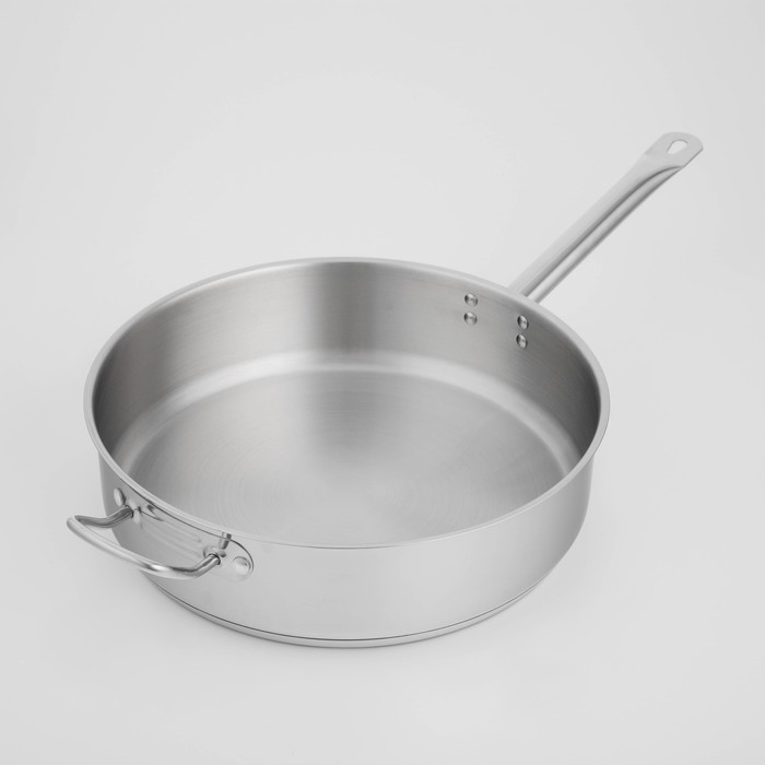 Сковорода из нержавеющей стали «Общепит», d=34 см, h=9 см, корпус 0,6 мм, капсульное дно 3,5 мм, индукция - Фото 1