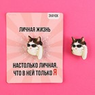 Значок деревянный «Кот в очках», серия мемы , 2,4 х 3,2 см - фото 319468229