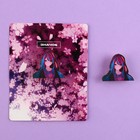 Значок деревянный «Девушка в цветах», аниме , 3,3 х 2,8 см - фото 6914836
