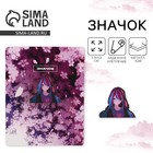 Значок деревянный «Девушка в цветах», аниме, 3.3×2.8 см - Фото 1