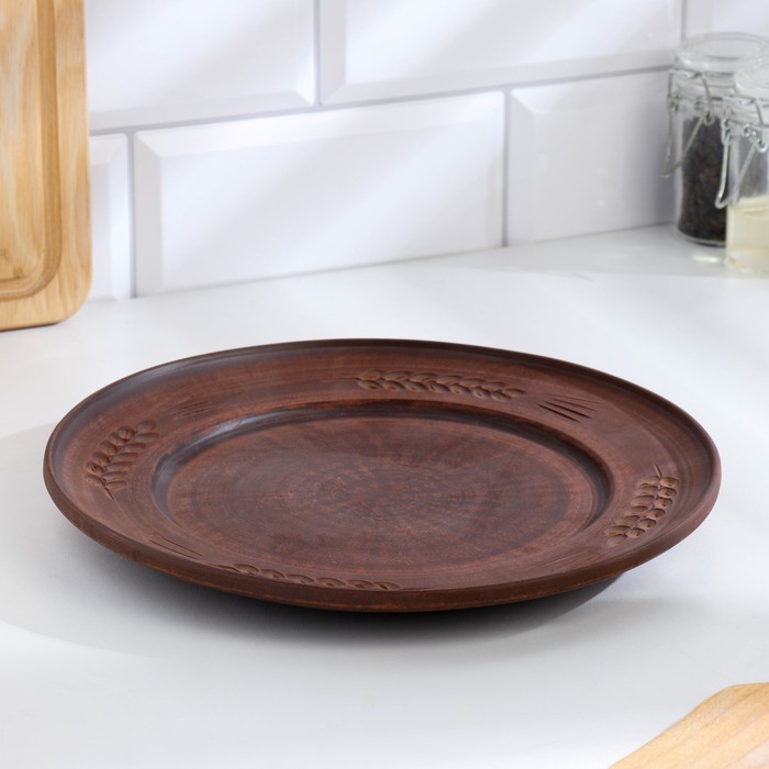 Тарелка «Колос», d=25 см, красная глина - Фото 1