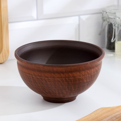 Салатник «Гладкий», 700 мл., 8×15×15 см, красная глина