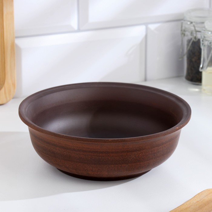 Тарелка глубокая «Гладкий», 700 мл., 18×6 см, красная глина - Фото 1