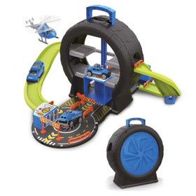 Портативный игровой набор в колесе Funky Toys, полицейский участок, цвет синий
