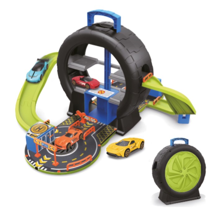 Портативный игровой набор в колесе Funky Toys, гоночный трек, цвет зелёный
