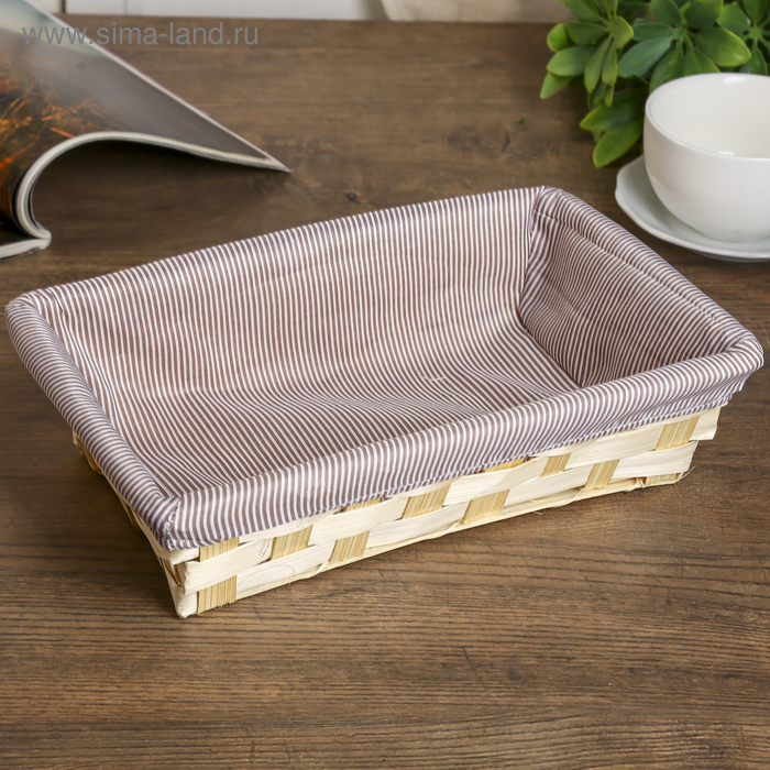 Корзина "Полоска" 26х х6,5 см из бамбука - Фото 1