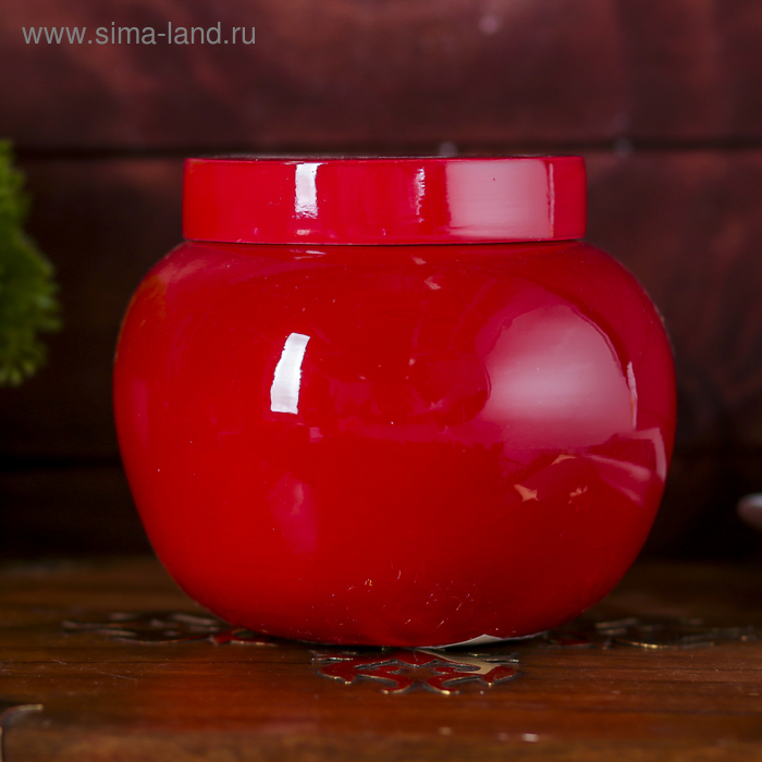 Емкость для хранения "Красный глянец" 12,5х12,5х11 см из бамбука - Фото 1