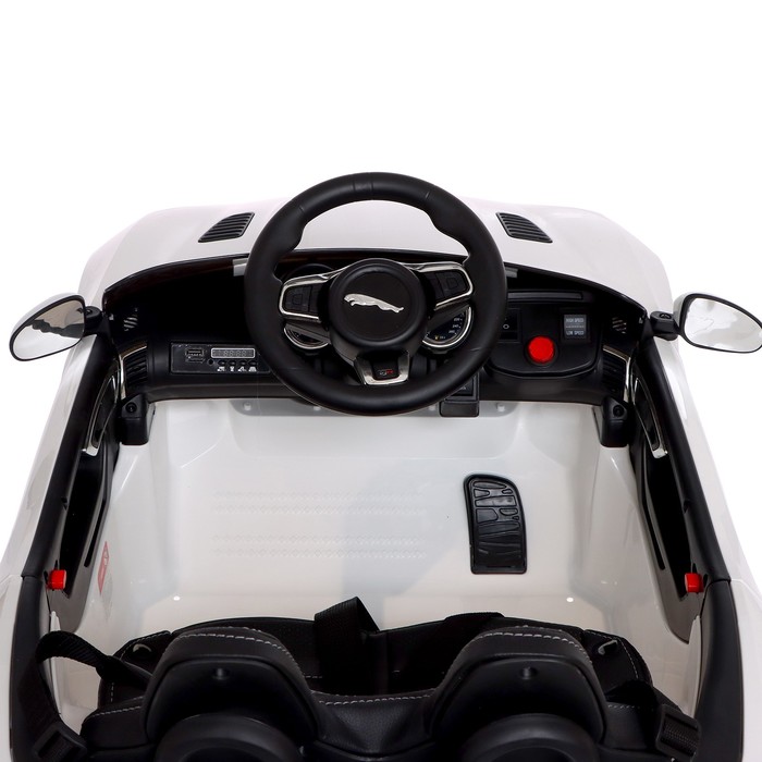 Электромобиль Jaguar F-TYPE, EVA колёса, кожаное сидение, цвет белый - фото 1907721800