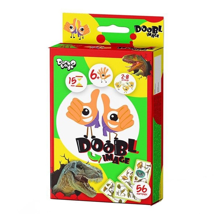 Карточная игра Doobl Image, развивающая память, обычные карты, динозавры - Фото 1