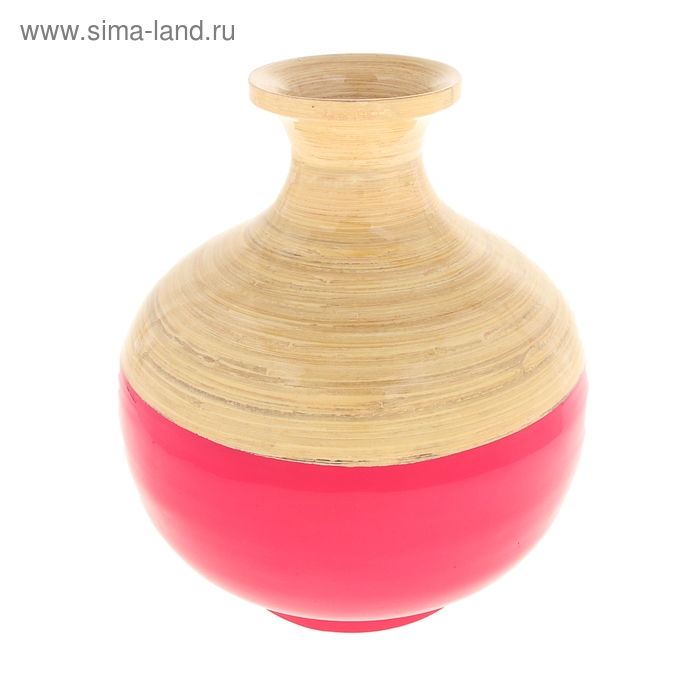 Ваза интерьерная "Розовый глянец" 25х25х25 см из бамбука - Фото 1