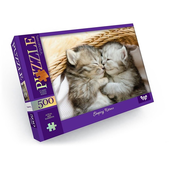 Пазлы картонные «Спящие котята», 500 элементов