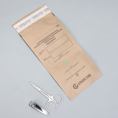 Крафт-пакет для стерилизации, 100 × 200 мм, самоклеящийся, фасовка 100 шт, цвет коричневый