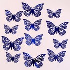 Набор для украшения «Бабочки», 12 штук, цвет синий - фото 287286725
