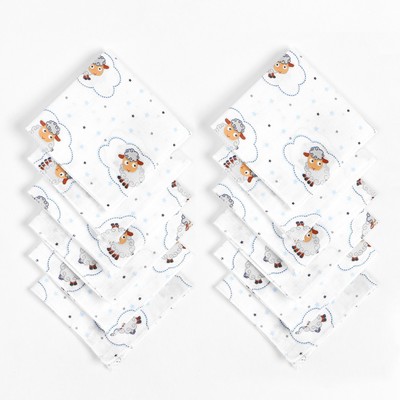 Набор носовых платков Крошка Я «Овечка» 21×21 см-12 шт., 100% хлопок