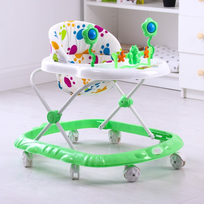 Ходунки детские, 8 колес, звуковая панель, цвет зеленый