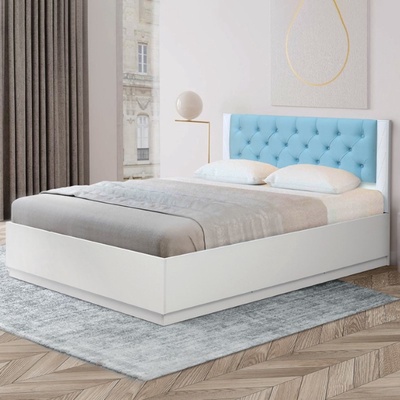 Кровать односпальная «Венеция 12.1», с подъёмным механизмом, 1200×2000 мм, цвет МДФ белый матовый/ткань велюр 011