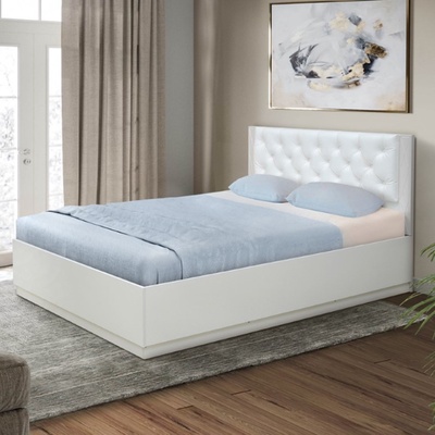 Кровать односпальная «Венеция 12.2», с мягким изголовьем, 1200×2000 мм, экокожа, цвет белый/ясень кремовый матовый