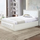 Кровать односпальная «Венеция 13.1», с подъёмным механизмом, 1200×2000 мм, цвет ЛДСП белый/МДФ ясень кремовый/экокожа белый 9695158