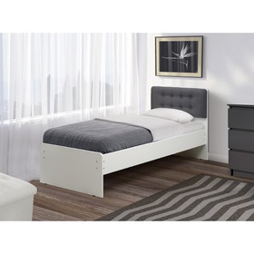 Кровать №6 с мягкой головной спинкой, 800×2000 мм, велюр 032, цвет белый