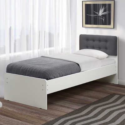 Кровать односпальная №6, с мягким изголовьем, 800×2000 мм, велюр, цвет белый 032