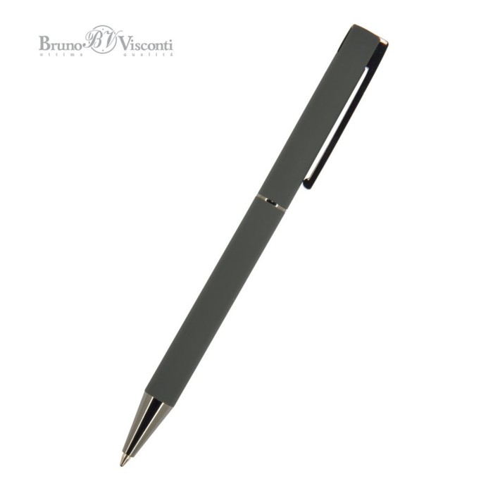 Ручка шариковая автоматическая BrunoVisconti BERGAMO, узел 0.7 мм, синие чернила, металлический корпус, серый