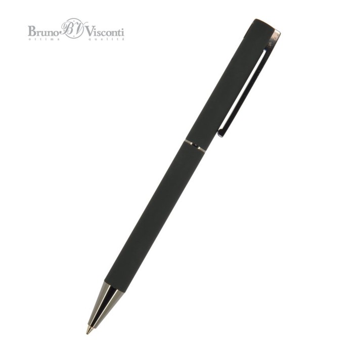 Ручка шариковая автоматическая BrunoVisconti BERGAMO, узел 0.7 мм, синие чернила, металлический корпус, чёрный