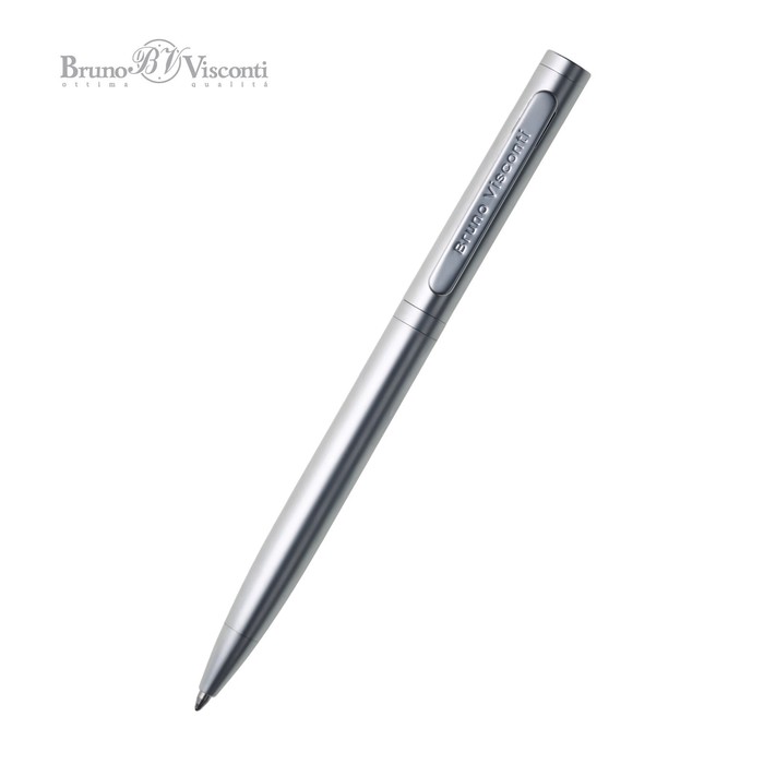 Ручка шариковая автоматическая BrunoVisconti FIRENZE, 1,0 мм, металлический серебряный копус, синие чернила