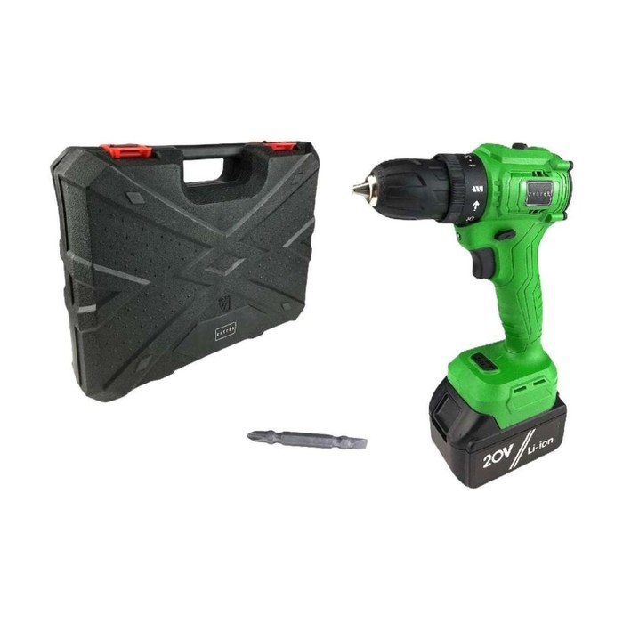 Дрель бесщеточная Zitrek Greenpower 20 Pro, аккумуляторная, 20 В, З/У, кейс, бита - Фото 1
