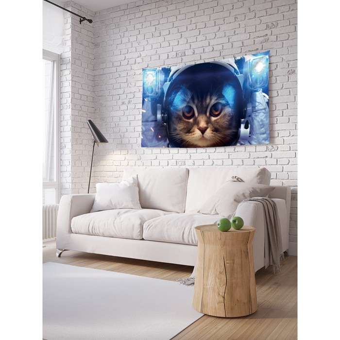 Декоративное панно с фотопечатью «Котик в космосе», горизонтальное, размер 100х150 см - Фото 1