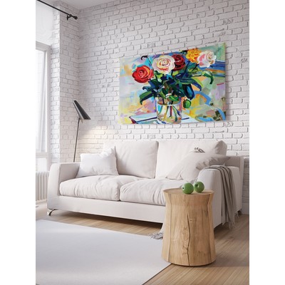 Декоративное панно с фотопечатью «Цветочный натюрморт», горизонтальное, размер 100х150 см