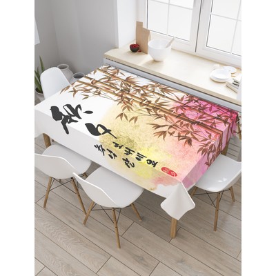 Скатерть на стол «Иероглифы и бамбук», прямоугольная, сатен, размер 120х145 см
