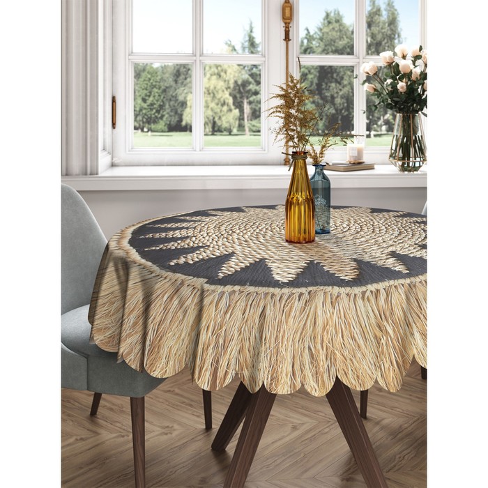 Скатерть на стол «Соломенное покрывало», круглая, сатен, d = 150 см