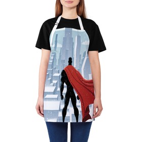 Фартук кухонный с фотопринтом «Супергерой на страже города», регулируемый, размер OS